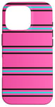 Coque pour iPhone 16 Pro Rose Bleu Noir Rayé Girly Esthétique Preppy Stripe