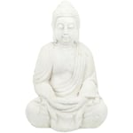 Statue de Bouddha assise, 70 cm, figurine de jardin xl, résistant aux intempéries et au gel, décoration, blanc - Relaxdays