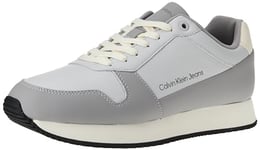 Calvin Klein Jeans Homme Retro Runner Low LTH in Sat YM0YM00863 Baskets de Running, Gris (Oyster Mushroom/Formal Grey), 44.5 EU