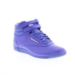 Reebok Freestyle Hi Womens Purple Leather Lace Up Lifestyle Trainers Shoes