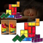 RY23834-staplingsbar Tetris-bordslampa, Tangram Puzzles LED-lampa, 3D-induktionsbordslampa, leksakslampa