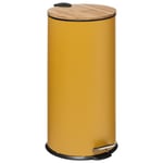 Poubelle bam modern 30 litres couvercle bambou atmosphéra - moutarde - Ocre
