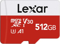 Carte Micro SD 512 Go, Carte Mémoire Micro SD+ Adaptateur, Microsdxc Carte TF jusqu'à 100 Mo/s, A1, U3, C10, V30, Full HD et 4K UHD pour Caméra, Telephone, Switch.[G13]