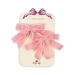 Konges Sløjd 2pk velvet double bow hair clips - peony pink