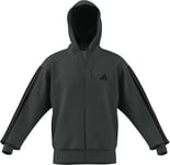 adidas Sweat à Capuche en Polaire à Trois Bandes pour Homme Taille XS Gris foncé chiné/Noir