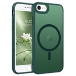 DOMAVER iPhone 7/8 Coque, Compatible avec Magsafe, Magnétique iPhone 6/6S Antichoc Fine Etui Translucide Ridige, Coque de Téléphone pour iPhone SE 2022 Aimant, Vert Forêt