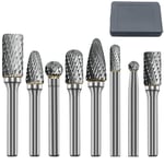 Laoa - 8pcs Fraises Rotatives en Carbure de Tungstène Double Coupe Tige 6mm Tête 6mm/10mm/12mm Outil Perceuse Ponceuse Electrique Pour la sculpture