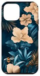 Coque pour iPhone 12 mini Bleu Art Déco Tropical Vintage Abeille Floral Motif