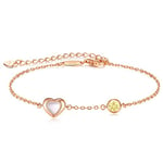 LOUISA SECRET Bracelet Argent 925 pour Femme, Bracelets Plaqué Or Avec Coeur d'Amour Coquille Zirconium, Bracelet Infini Bracelet Bijoux, Cadeau Anniversaire pour Femme Maman, Cadeau De Fête des Mères