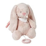 Nattou Peluche Musicale en polyester, Pomme le Lapin, Berceuse "La-Le-Lu", avec Anneau de Dentition, Env. 30 cm, Alice et Pomme, Rose poudré