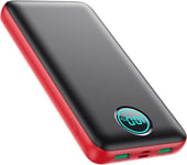 iPosible Batterie Externe 26800mAh 25W PD + QC 4.0 Chargeur Portable LCD Display Charge Rapide avec 3 Ports USB Sortie Power Bank Charger pour iPhone 15/14/13/12/11 Pro Max Samsung - Rouge