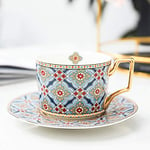 ZHIRCEKE Set Coffee Cup and Saucer Moroccan Style of Columbia with ceramic tea afternoon cup of Cappuccino Gold Handel 250ml,20