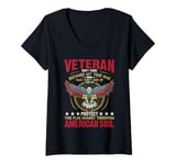 Womens Veteran Don't Think Because My Time Has US Flag Patriotic V-Neck T-Shirt