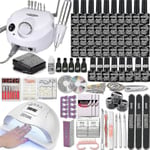 Nagelkonstsats med 35000 varv/min nagelborr, 120W/54W LED-nagellampa, 40/30/20/10 färger UV-gellack, Nagelkonstsatscombo1- combo2