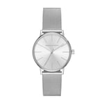 Armani Exchange Montre pour Femme, Mouvement à Trois Aiguilles, Boîtier en Acier Inoxydable Argenté de 36 mm avec Bracelet en Maille D'Acier Inoxydable, AX5535