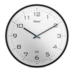 Mebus 13079 Horloge Murale Radio-pilotée silencieuse avec Cadre Noir et Cadran Blanc Grand écran Clair Noir 30 cm