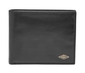 Fossil Portefeuille pour hommes Ryan, Portefeuille en cuir noir 11,4 cm L x 2,5 cm l x 9,5 cm H ML3736001