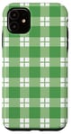 iPhone 11 Green White Checkered Plaid Flannel Gingham Pattern Checker Case