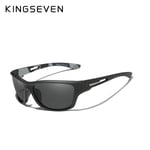 KINGSEVEN Ultralätt båge polariserade solglasögon Män Mode Ny sportstil Fyrkantiga solglasögon Herr Resor utomhus UV-glasögon Black Gray