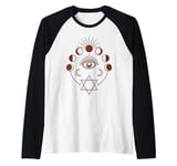 Celestial Mystical Eye Cosmic Moon Phases & Sun & Stars Art Raglan Baseball Tee