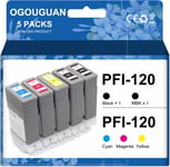 Pfi-120 Pfi120 130Ml Cartouches D'Encre Compatible Avec Canon Tm200 Tm205 Tm300 Tm305 200 205 300 305 Imprimant(1Noir Mat, 1Noir, 1Cyan, 1Magenta, 1Jaune)[DYJ071429]