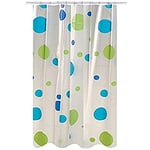 MSV Rideau de Douche Plastique PVA 180x200cm Motifs Bleu & Vert - Anneaux Inclus