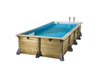 Piscine bois Azura 5,05 x 3,50 x 1,26 m - Liner bleu + Kit margelles - Ubbink