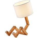 Lifcausal - Lampe de table robot en bois réglable et pliable avec base E27 pour salon, chambre à coucher, chevet, bureau