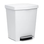 TATAY Kitchen Bin Cubik, 23 Litre Capacity, Retractable Pedal, Polypropylene, BPA Free, 30 Litre Garbage Bag, White. Dimensions 33.5 x 30 x 39 cm