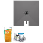 Wedi - Receveur à carreler 90 x 90 cm Fundo Plano, bonde intégrée + colle 320 + kit d'étanchéité