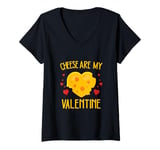 Womens funny Cheese is My Valentine, Fondue Lover Valentine's Day V-Neck T-Shirt