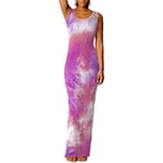 Tie-dye Gradient Slim Sexy Sleeveless Dress Rose Red 3xl