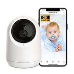 SwitchBot Security Camera Indoor 2K - Pan Tilt 360° Camera with Smart Tracking, Two-way Audio, Home Security WiFi Camera Works with Alexa&Google Home, 10m Night Vision, Cloud & SD Storage Ups to 256G