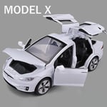 1:32 Tesla Model X Model 3 Model S Model Y Legering Bilmodell Diecasts Leksaksbil Ljud Och Ljus Barnleksaker För Barnpresenter Pojk Leksak Model X White