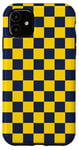 Coque pour iPhone 11 Motif damier doré et bleu roi - Contraste royal