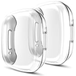 Youmaofa Screen Protector Compatible with Fitbit Versa 3/Fitbit Sense, (2 Pack) Soft TPU HD Full Protective Case Cover for Fitbit Versa 3/Sense Smartwatch Bands Accessories, Clear/Clear