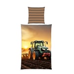 Herding Linge de lit Young Collection Tractor, taie d'oreiller env. 80x80 cm, Housse de Couette env. 135x200 cm, avec Fermeture éclair de Marque, 100% Coton/rencé