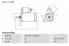 Startmotor Bosch - Porsche - 911 964, 911 993, 911 996