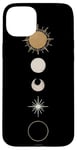 iPhone 15 Plus Minimalist Celestial Art Golden, Sun Full Moon Case