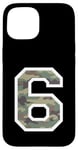 Coque pour iPhone 15 Numéro d'uniforme en jersey #6 Six, camouflage camouflage