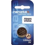 RENATA CR2032 3V 3 VOLT BLOCK BATTERY COIN CELL 2032 LITHIUM POWER (2 PACK)