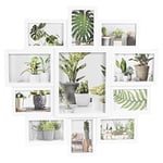 Large Multi Aperture Collage Picture Frame Holds 9/11/18 Photos 6x4 Wood Look (11 Piece Photo Frame, White)