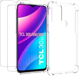 For TCL 30E / TCL 305 / TCL Case Clear Shockproof Cover & Glass Screen Protector