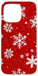 iPhone 15 Pro Max White Snowflakes Red Winter Xmas Case