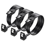 Lot De 3 Cable Sata 3, Câble Sata Iii À Angle Droit De 90 Degrés 60 Cm De Ensemble 3 Pièces Sata Iii 6.0 Gbps, Noir[USB241309]