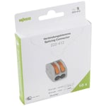 Borne de raccordement WAGO 222-412 flexible: 0.08-4 mm² rigide: 0.08-2.5 mm² Nombre de pôles (num): 2 gris, orange 10 p