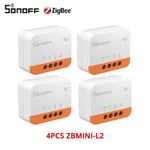 SONOFF MINI Inter/ZBMINI/ZBMINI-L2 Télécommande MINI Commutateur Zigbee/WiFi Smart Switch Control Via Alexa EWelink Google Home - Type ZBMINI-L2 4PCS