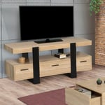 Idmarket - Meuble tv phoenix - Avec tiroirs - Bois et noir - 116 cm - Bois-clair - Bois-clair