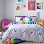 Playboy Rainbow Bunny Duvet Cover Reversible Quilt Bedding Bed Set King, White