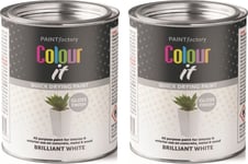 2 x 300ml Colour it Brilliant White Gloss Tin Paint Fast Dry Interior Exterior